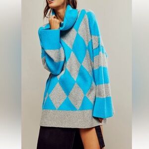 Free People Harley Turtleneck Sweater in Blue